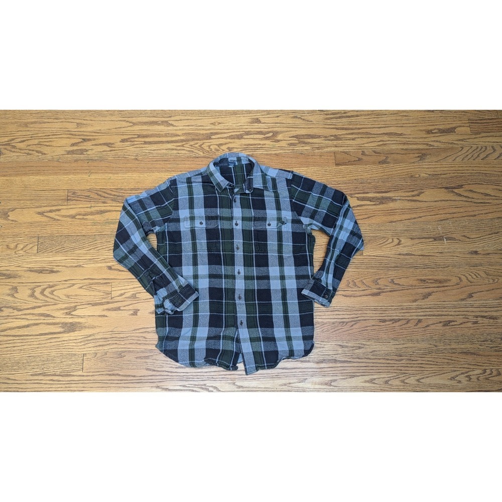 taylor vintage Reversible Flannel Shirt grey green blue size large